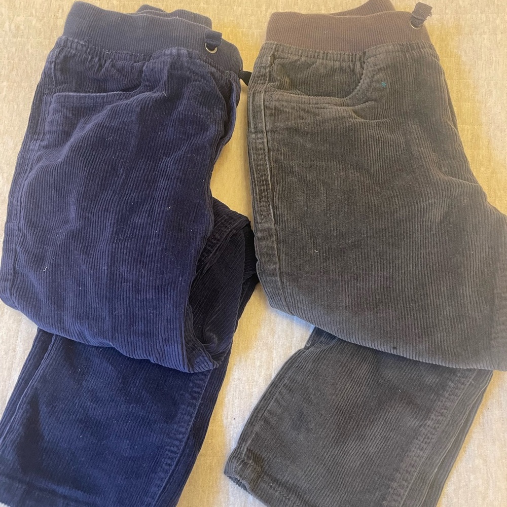 Hanna Andersson Kids Corduroy Pants in Navy and Gray